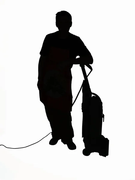 Man leaning on vacuum — Stock Photo, Image