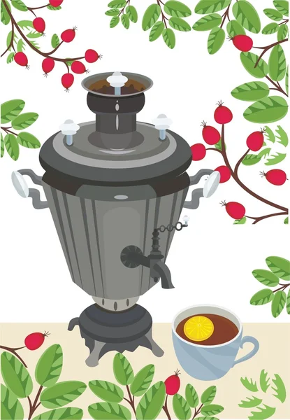 Russian tea tradition — Stock Vector