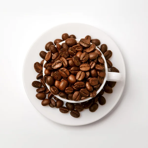Fasola filiżanka i kawy — Zdjęcie stockowe