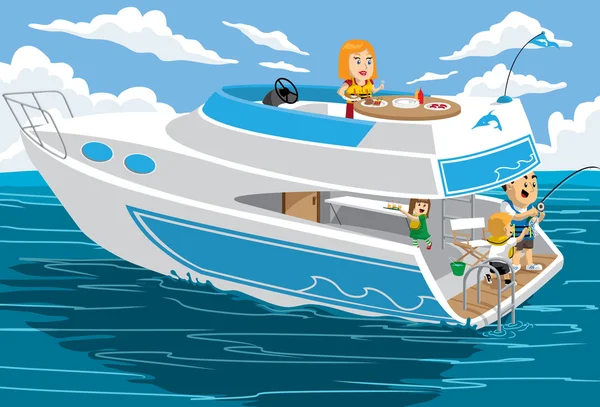 Vacanza in yacht Illustrazione Stock