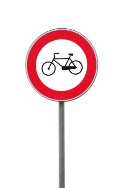 Forbidden to bicycle road sign