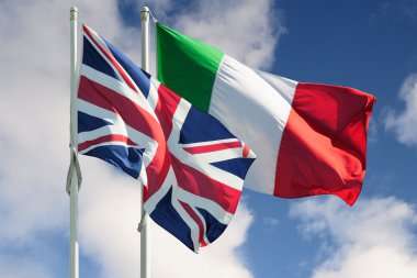 Italy and Great Britain flags clipart