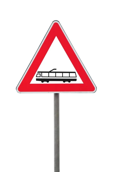 Aandacht spoorweg verkeersbord — Stockfoto