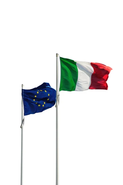 Ιταλία και την Ευρώπη σημαίες — Φωτογραφία Αρχείου