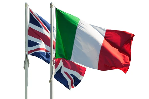 Italien und große britische Flaggen — Stockfoto