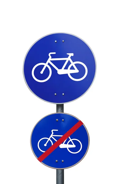 Bicicleta pista sinal de estrada — Fotografia de Stock