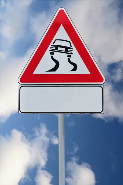 Caution slippery road — Stock Photo, Image