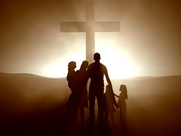 Family at the Cross — Stock Photo, Image