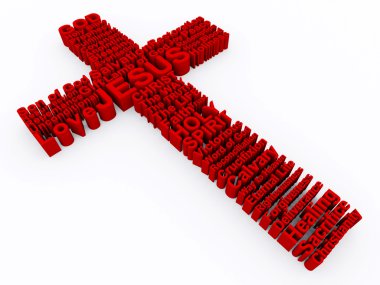 Red Cross made up of 3D words