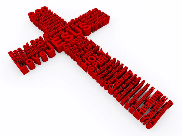 Red Cross made up of 3D words — Stock Photo, Image