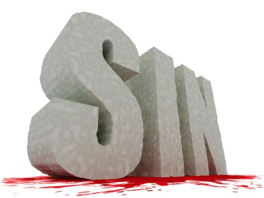 Large textured SIN text with blood underneath clipart