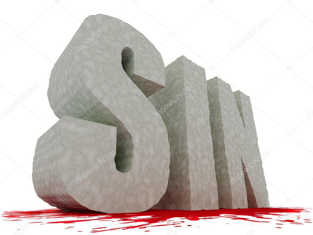 Large textured SIN text with blood underneath