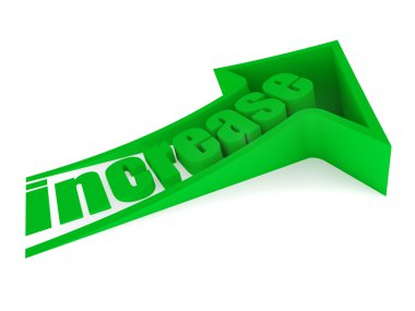 Green increase text inside arrow clipart