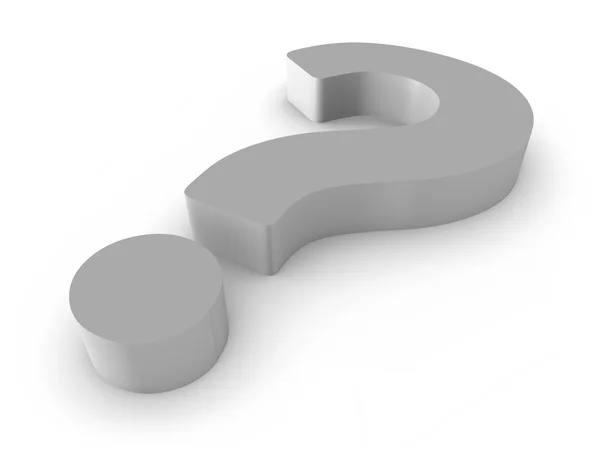 Gray 3D question mark on white — Stock Photo, Image