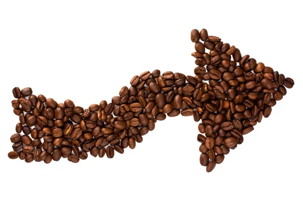 Arrow made of coffe beans — Stock Photo, Image