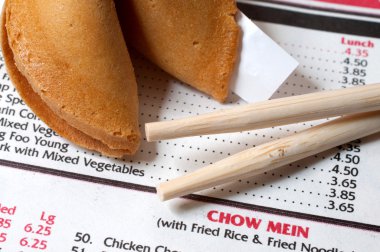 Chinese Restaurant Menu with Chopsticks and Fort clipart