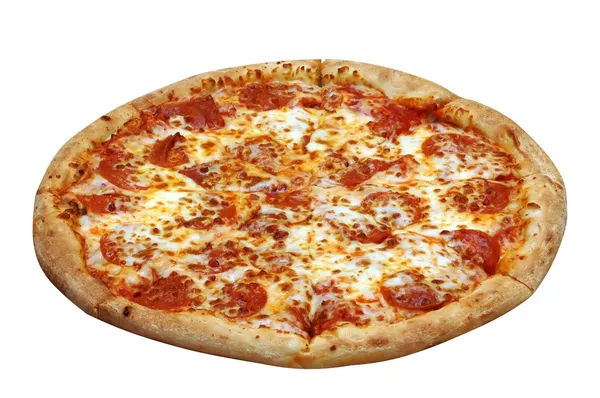 Pepperoni pizza geïsoleerd — Stockfoto