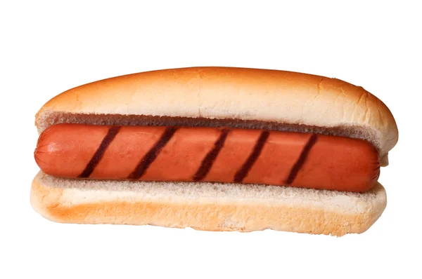 Hot Dog ordinaire avec des marques de barbecue — Photo