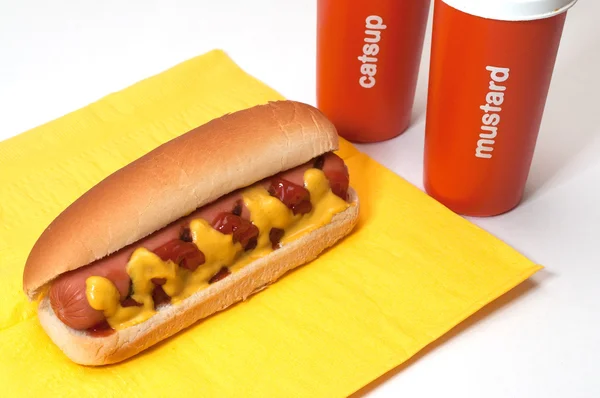 Hot Dog with Ketchup and Mustard — Stock Photo, Image