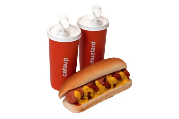 Hot Dog with Ketchup and Mustard — Stock Photo, Image