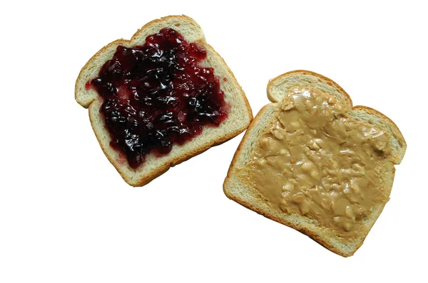 Manteiga de amendoim e sanduíche de geleia — Fotografia de Stock