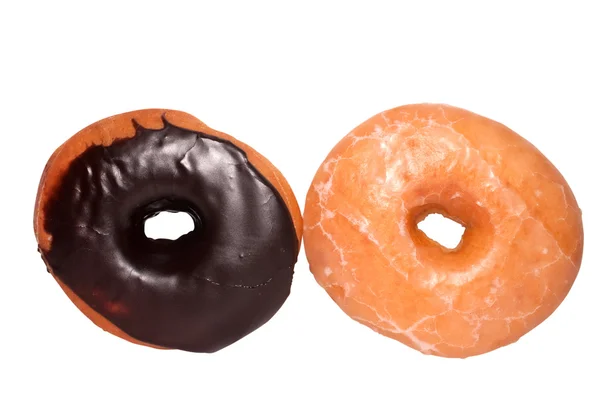 Chocolade en geglazuurde donuts met uitknippad — Stockfoto
