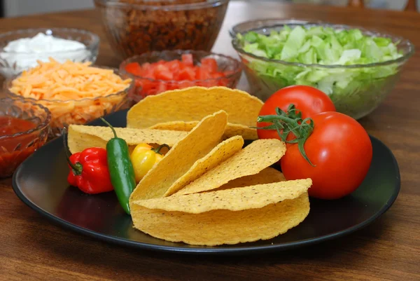 Tacos and Ingredients — Stock Photo, Image