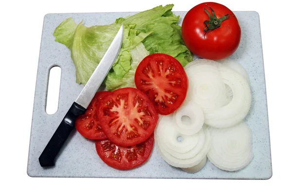 Tomaten, Salat und Zwiebeln — Stockfoto