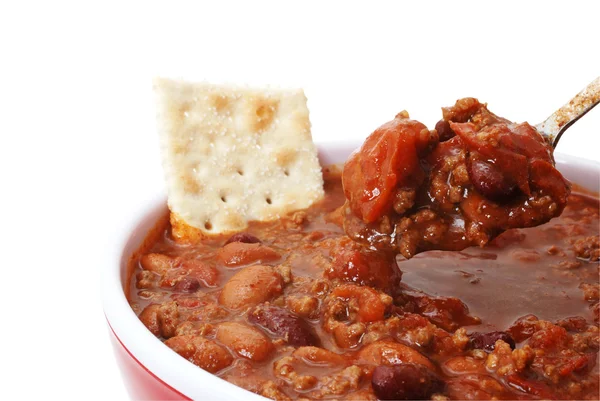 Chili with Beans and Cracker — Stock Photo, Image