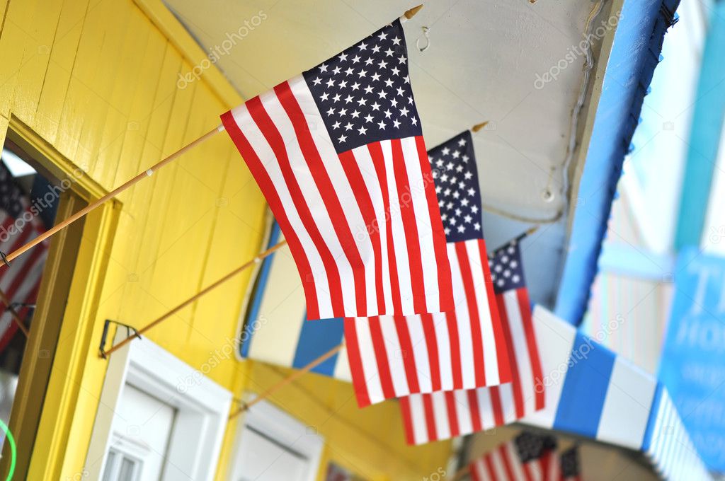 Store Front with American Flags