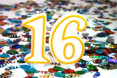 Celebration Candle - Number 16 clipart