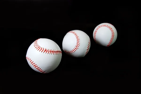 Baseballs på svart — Φωτογραφία Αρχείου