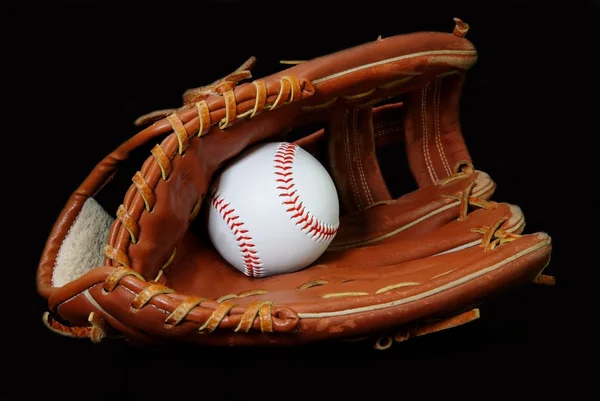 Honkbal in handschoen — Stockfoto