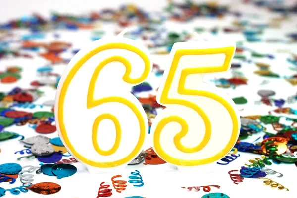 Vela de celebração - Número 65 — Fotografia de Stock