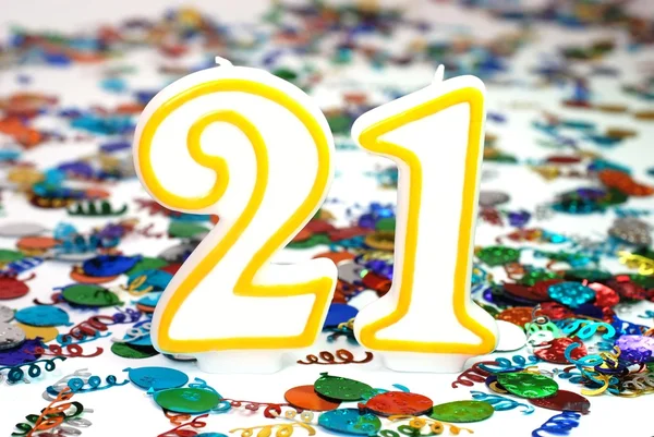 Vela de celebración - Número 21 — Foto de Stock