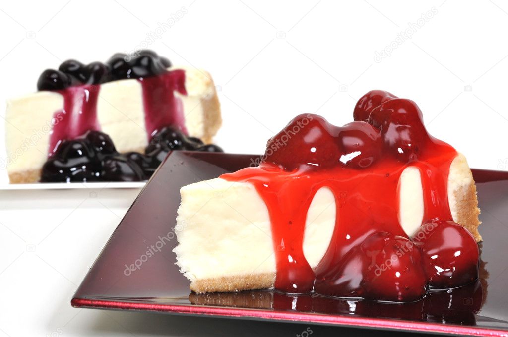 Strawberry and Blueberry Cheesecake Isolated