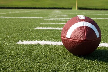 Closeup of American Football on Field clipart