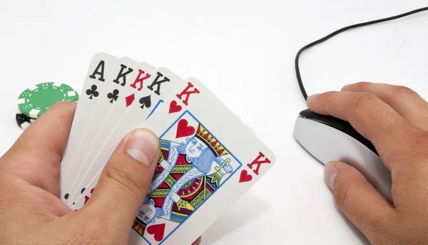 Онлайн 5 ничья покер — стоковое фото