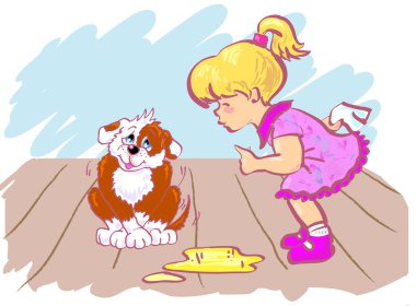 Girl and dog clipart