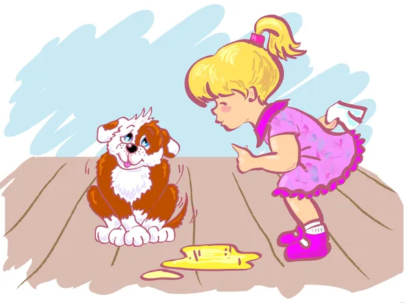 Κορίτσι και σκύλος — Διανυσματικό Αρχείο
