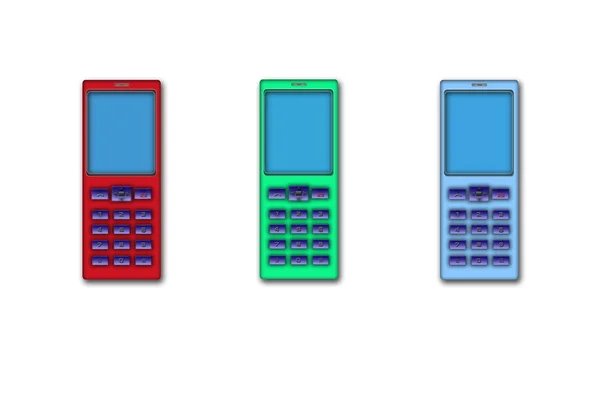 Illustrationer, 3 telefon mobil färg — Stockfoto