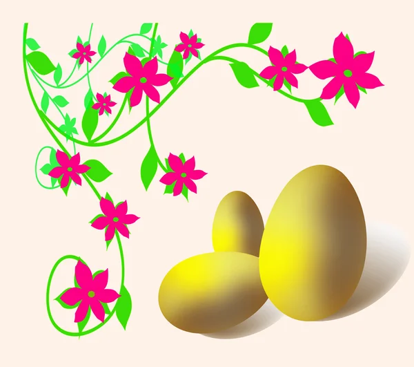 Easter telur dan bunga — Stok Foto