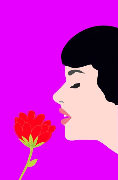 The girl's face and a flower — Stock Vector