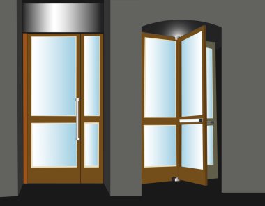 Two doors in the house, entrance and exit clipart