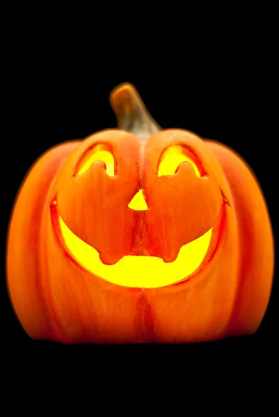 Orange Halloween pumpkin on black. — Stock Photo, Image