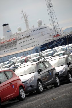 Cars and ship clipart