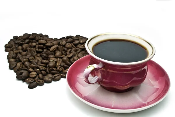 Herz mit der Tasse Kaffee — Stockfoto