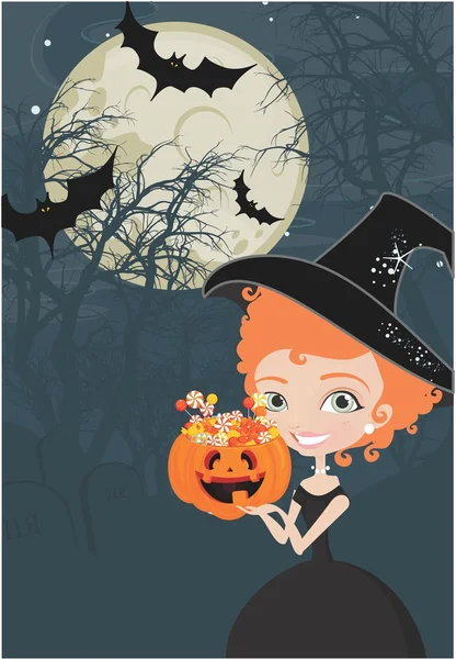 Halloween boszorkány cukorka háttérrel — Stock Vector