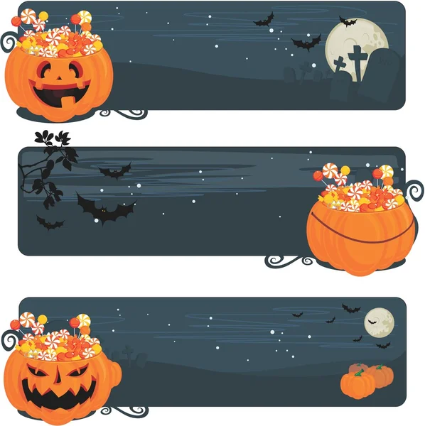 Bandiere di caramelle di Halloween — Vettoriale Stock