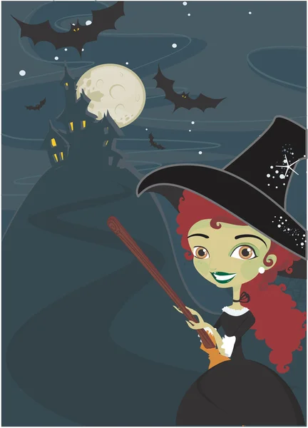 Mignonne sorcière Halloween — Image vectorielle
